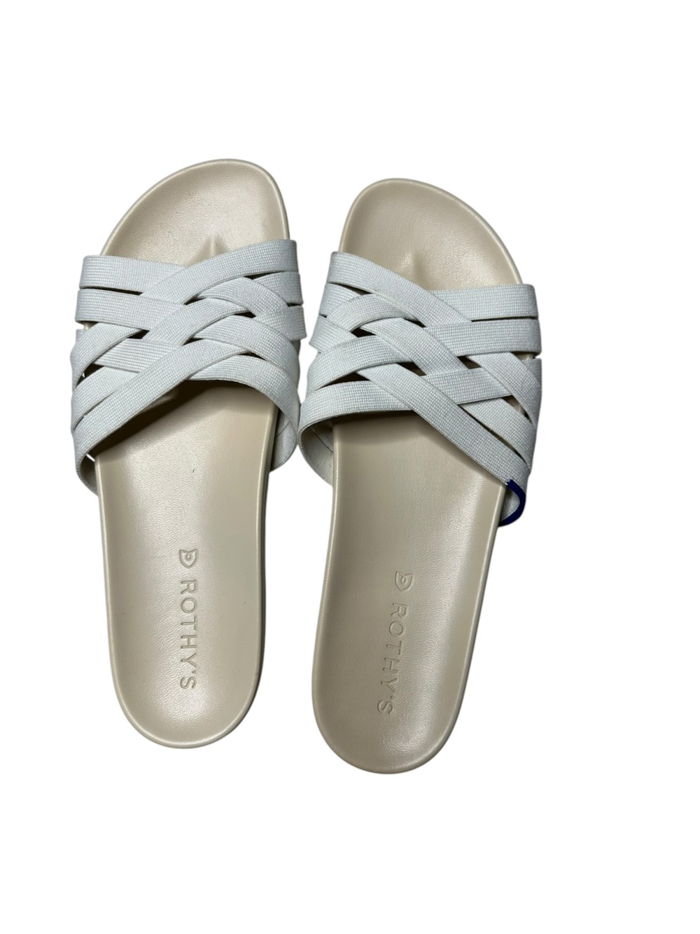 Rothy’s The Wrap Slide Sandals White Woven Knit Cream Size 8